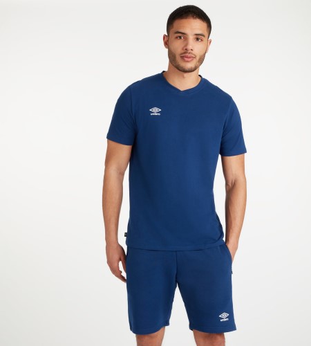 Camiseta Umbro Club Leisure Crew Tee Hombre Azul Marino Blancos | MX-24512