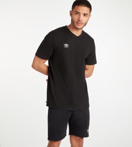 Camiseta Umbro Club Leisure Crew Tee Hombre Negros Blancos | MX-27113
