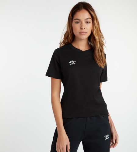 Camiseta Umbro Club Leisure Crew Tee Mujer Negros Blancos | MX-04035