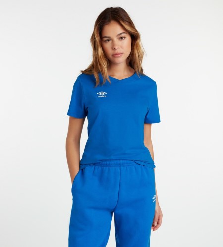 Camiseta Umbro Club Leisure Crew Tee Mujer Azul Rey Blancos | MX-68668