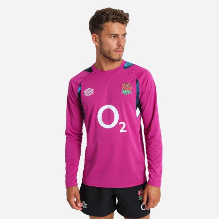 Jersey Umbro England Rugby 22/23 Relaxed Entrenamiento Jersey LS Vino Azules Negros | MX-63035