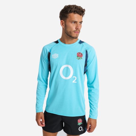 Jersey Umbro England Rugby 22/23 Relaxed Entrenamiento Jersey LS Azules Negros | MX-98546