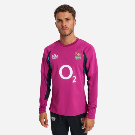 Camisetas De Manga Larga Umbro England Rugby 22/23 Drill Top Vino Azules Negros | MX-47049