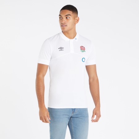 Camisa Polo Umbro England Rugby 22/23 Poly Polo Blancos | MX-73906