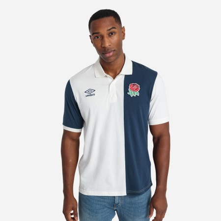 Camisa Polo Umbro England Rugby Classic Stripe Polo Blancos Azul Marino | MX-56584