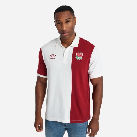 Camisa Polo Umbro England Rugby Classic Stripe Polo Blancos Rojos | MX-80362